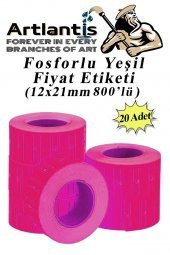 Fiyat Etiketi Pembe 800lü 20 Paket 12x21mm Fosforlu Pembe Fiyat Etiketi Mx-5500 M5500 Hg979 Motex Etiket Makinesi Yedeği - 1