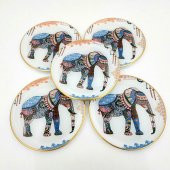 Glore Elephant Altın Yaldızlı Cam Pasta Tabağı Takımı - 4