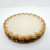 Glore Latte Altın Yaldızlı Cam Pasta Tabağı Seti - 5