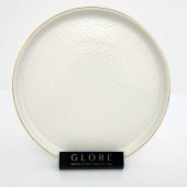 Glore Krem Altın Yaldızlı Seramik Pasta Tabağı - 1