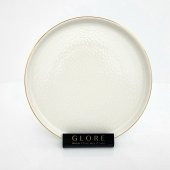 Glore Krem Altın Yaldızlı Seramik Pasta Tabağı - 4