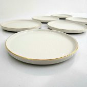 Glore Krem Altın Yaldızlı Seramik Pasta Tabağı - 5
