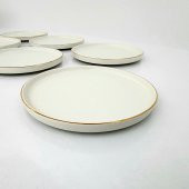 Glore Krem Altın Yaldızlı Seramik Pasta Tabağı - 7
