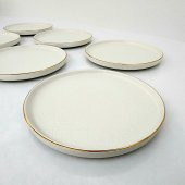 Glore Krem Altın Yaldızlı Seramik Pasta Tabağı - 8