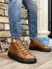 BA0312 Bağcıklı Yüksek Taba Siyah Taban Erkek Tarz Spor Bot thumbnail 1