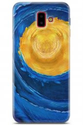 Samsung Galaxy J6 Plus Kılıf Seri Polka 15 Sarı MaviKalın Silikon - 1
