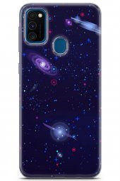Samsung Galaxy M30s Kılıf Seri Polka 08 Satürn UranüsBaskılı Kılıf - 1