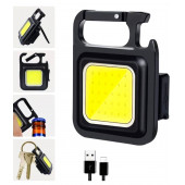 Mini Taşınabilir Anahtarlık El Feneri Şarj Edilebilir İkazlı Beyaz Renk Cob Led - 1