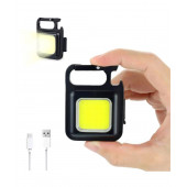 Mini Taşınabilir Anahtarlık El Feneri Şarj Edilebilir İkazlı Beyaz Renk Cob Led - 2