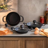 Schafer Crystal 3 lü Döküm Sahan Seti 6 Parça-Siyah - 1