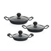 Schafer Crystal 3 lü Döküm Sahan Seti 6 Parça-Siyah - 3