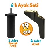 Logan 6'lı Set Mobilya Tv Ünitesi Konsol Koltuk Kanepe Destek Ayağı 19 Cm Siyah Altın Ayakları M8 thumbnail 1