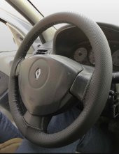 Oto direksiyon kılıfı noktalı siyah deri siyah dikiş - 1