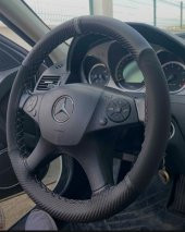 OTO DİREKSİYON KILIFI KARBON ALKANTRA YÜZÜKLÜ MODEL GRİ DİKİŞLİ - 1