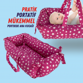 XPERMATE Portbebe Ana Kucağı, Puset Bebek Taşıma Çantası Kundağı 50x70 cm Yıldızlı Pembe - 1