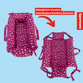 XPERMATE Portbebe Ana Kucağı, Puset Bebek Taşıma Çantası Kundağı 50x70 cm Yıldızlı Pembe - 2