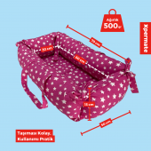 XPERMATE Portbebe Ana Kucağı, Puset Bebek Taşıma Çantası Kundağı 50x70 cm Yıldızlı Pembe - 3