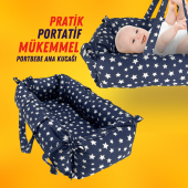 Portbebe Ana Kucağı, Puset Bebek Taşıma Çantası Kundağı 50x70 cm Yıldızlı Lacivert XBEB5070PORTBEB, - 1