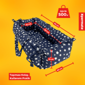 Portbebe Ana Kucağı, Puset Bebek Taşıma Çantası Kundağı 50x70 cm Yıldızlı Lacivert XBEB5070PORTBEB, - 3