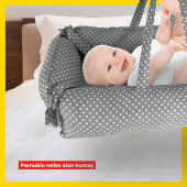 XPERMATE PORTBEBE ANA KUCAĞI,PUSET BEBEK TAŞIMA ÇANTASI KUNDAĞI 50X70 CM PUANTİYELİ GRİ - 4