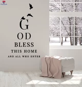 Oturma Odası, Ofis, Dükkan Duvar Sticker Tanrı Bu Evi Korusun Alıntı Ev Cümle Oturma Odası Çıkartmaları thumbnail 1