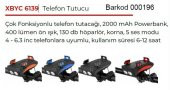 XBYC 6139 Bisiklet 400 Lümen Ön Far + Korna + Telefon Tutucu Powerbank Mavi - 7