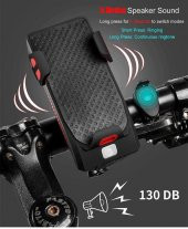 XBYC 6139 Bisiklet 400 Lümen Ön Far + Korna + Telefon Tutucu Powerbank Siyah - 3