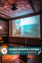 Projeksiyon Perdesi, Ev Sineması, Yapıştırıcı Gerektirmeyen, Duvar Projeksiyon Perdesi - 1