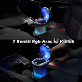 Araç Içi Küllük Led Işıklı 7 renkli Rgb Lüx Tip Kapaklı Araba Küllüğü - 2