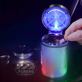 Araç Içi Küllük Led Işıklı 7 renkli Rgb Lüx Tip Kapaklı Araba Küllüğü - 4