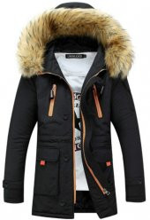 Uzun Pamuklu Kalın Büyük Kürk Yaka Erkek Ceket - 1