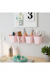 Renk Seçenekli Kutu, Açık Pembe Renk Askılı Kaşıklık 12x11 cm Çok Amaçlı Düzenleyici thumbnail 2