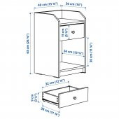 Komodin, Beyaz Renk MeridyenDukkan 40x36 cm 1 Adet Çekmece-2 Adet Açık Depolama Alanı Yatak Odası Mobilyası - 4