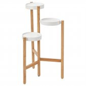 3 Katlı Çiçeklik Bambu-Beyaz Renk 78 cm MeridyenDukkan İç Mekan- Balkon Dekorasyonu - 1