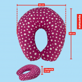 XPERMATE Bebek Emzirme Yastığı Bebek Destek Minderi Fermuarlı Yıkanabilir Kılıf 55x60x14 Yıldızlı Pembe - 2