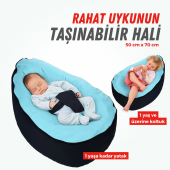 XPERMATE Yeni Doğan Bebek Yatağı,Fasulye Yatak ,Fermuarlı Bebek Koltuğu, Yıkanabilir Kılıf  Mavi - 1