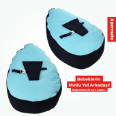 XPERMATE Yeni Doğan Bebek Yatağı,Fasulye Yatak ,Fermuarlı Bebek Koltuğu, Yıkanabilir Kılıf  Mavi - 3