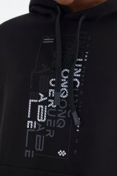 TOMMY LIFE Siyah Kapüşonlu Baskı Detaylı Rahat Kalıp Erkek Sweatshirt - 88285 T14ER-88285 - 3
