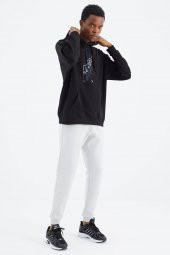 TOMMY LIFE Siyah Kapüşonlu Baskı Detaylı Rahat Kalıp Erkek Sweatshirt - 88285 T14ER-88285 - 7