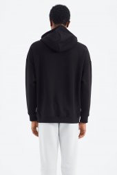 TOMMY LIFE Siyah Kapüşonlu Baskı Detaylı Rahat Kalıp Erkek Sweatshirt - 88285 T14ER-88285 - 9