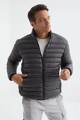 TOMMY LIFE Antrasit Fermuarlı Standart Kalıp Soğuğa Dayanıklı Erkek Şişme Mont - 88166 T11ER-88166 - 5