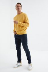 TOMMY LIFE Hardal Erkek Basic O Yaka Rahat Form Sweatshirt - 88053 T09ER-88053 - 2