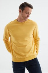 TOMMY LIFE Hardal Erkek Basic O Yaka Rahat Form Sweatshirt - 88053 T09ER-88053 - 3