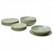 18 Parça FÄRGKLAR Yemek Takımı MeridyenDukkan Mat Açık Yeşil Renk Stoneware Set - 1