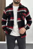 Erkek Kalın Slim Fit Yün Gömlek Siyah Edw003 - 1