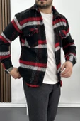 Erkek Kalın Slim Fit Yün Gömlek Siyah Edw003 - 2
