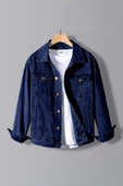 Erkek Slim Fit Denim Kot Ceket Lacivert Edw012 - 1
