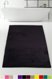 Bonny Home Elite Siyah 100x200 cm Köşeli Peluş Banyo Halısı Kaymaz Büyük Ebat Pofuduk Banyo Paspası - 1