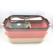 Vagonlife Çift Kat Paslanmaz Yemek Kabı Saklama Kabı Gıda Kabı 1500 ml Pembe XC-465 - 1