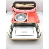 Vagonlife Çift Kat Paslanmaz Yemek Kabı Saklama Kabı Gıda Kabı 1500 ml Pembe XC-465 - 2